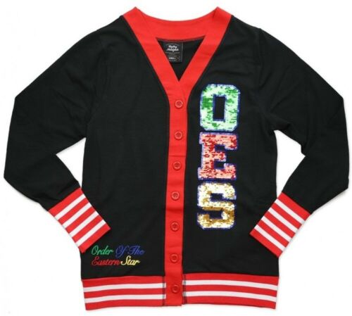 Order of the Eastern Star Sequin Patch Cardigan Black