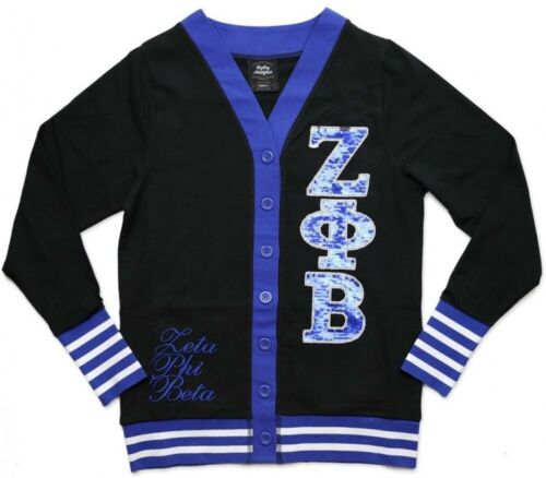 Zeta Phi Beta Sequin Patch Cardigan Black