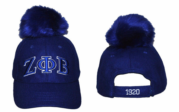 Zeta Phi Beta Pom Pom Cap Blue