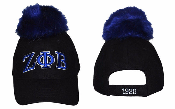 Zeta Phi Beta Pom Pom Cap Black
