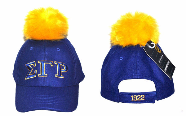 Sigma Gamma Rho Pom Pom Cap Gold