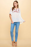This Detailed Lace Trimmed Bubble Chiffon Blouse