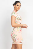 Short Sleeve Floral Bodycon Dress
