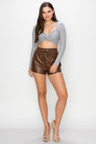 Pocketed High-rise Faux Leather Shorts