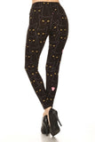Black Cats Printed, High Waisted Leggings In A Fit Style, With An Elastic Waistband