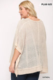 Light Knit And Woven Mixed Boxy Top With Poncho Sleeve