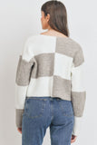 Round Neck Color Block Long Sleeve Sweater