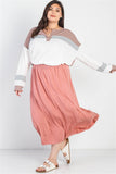 Plus Blush Smocked Waist Maxi Skirt
