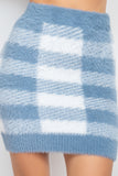 Plaid High-rise Fuzzy Mini Skirt