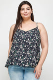 Plus Size, Ditsy Floral Print Cami Top