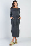Midi Sleeve Basic Maxi Dress