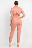 Collared Button-front Jumpsuit