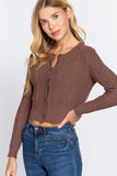 Crew Neck Cable Sweater Cardigan