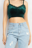 Sleeveless Corset Velvet Crop Top