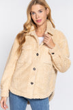 Long Slv Flap Pocket Oversize Jacket