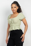 Puff Sleeve Eyelet Peplum Top