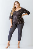 Plus Floral Print Ruched Ruffle Detail Smocked Back Top