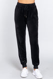 Waist Elastic Velour Long Jogger Pants
