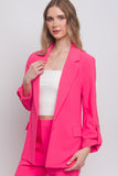 Woven Solid 3/4 Sleeve Blazer