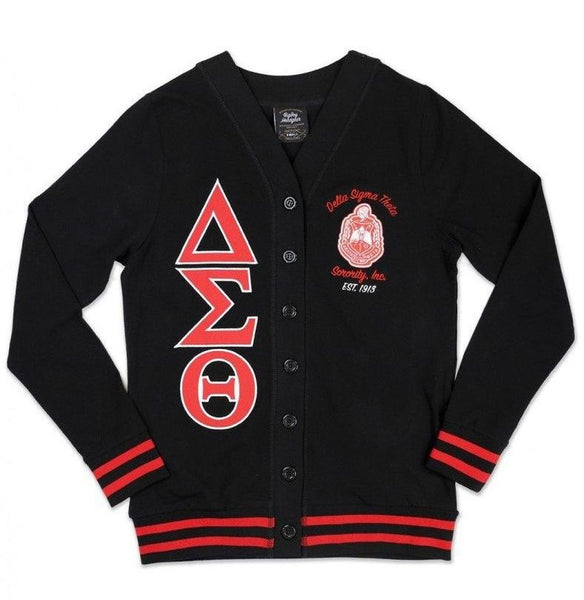 Delta Sigma Theta M9 Sequin Patch Lightweight Cardigan Black