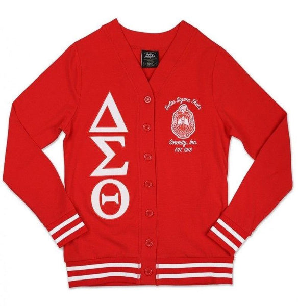 Delta Sigma Theta M9 Sequin Patch Lightweight Cardigan Red