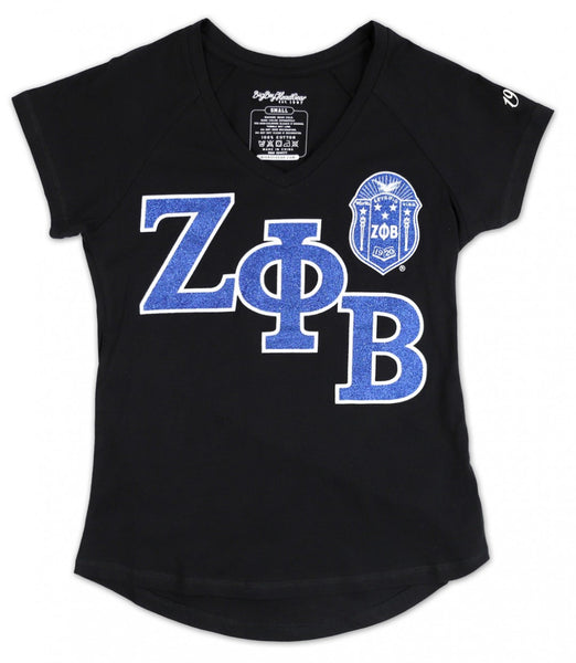 Zeta Phi Beta Rho V-Neck Tee Black