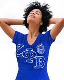Zeta Phi Beta Rho V-Neck Tee Royal Blue