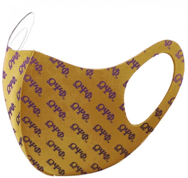 Omega Psi Phi Summer Breathable 3-D Face Mask Gold