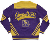 Omega Psi Phi V-Neck Sweater Cardigan Purple