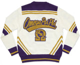 Omega Psi Phi V-Neck Sweater Cardigan White